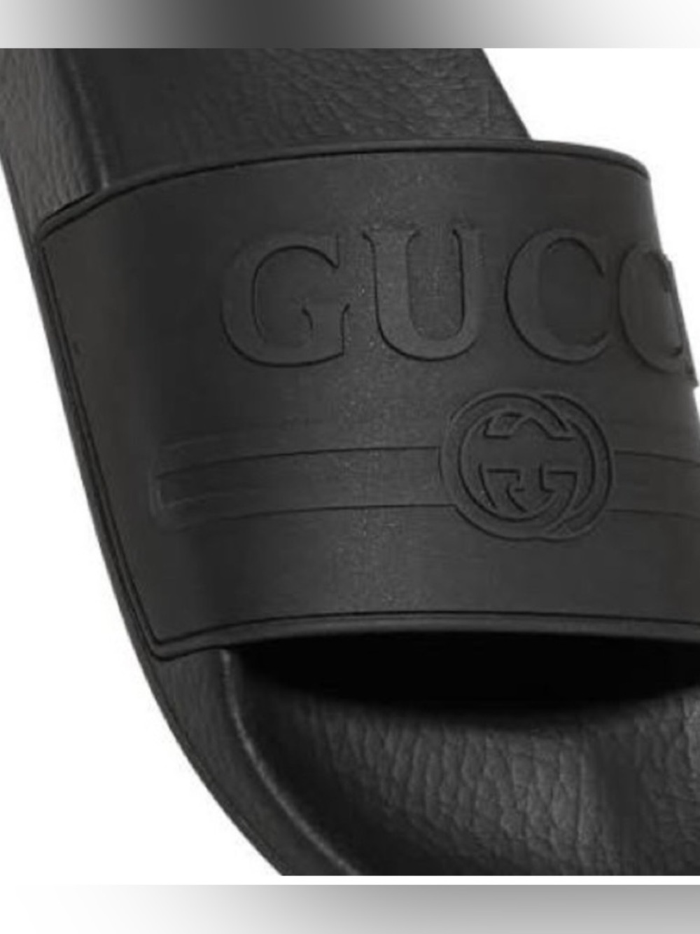 Gucci Logo Rubber Slides Sandals Size 5 Black Lounge Streetwear Edgy Comfy - Picture 3 of 15